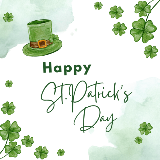 White &amp; Green Clover St. Patrick Day Card Free